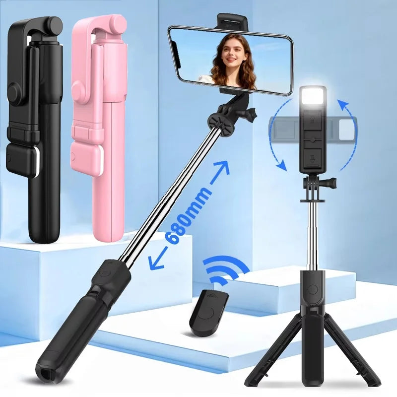 Bluetooth Selfie Stick Tripod with Remote & LED Light