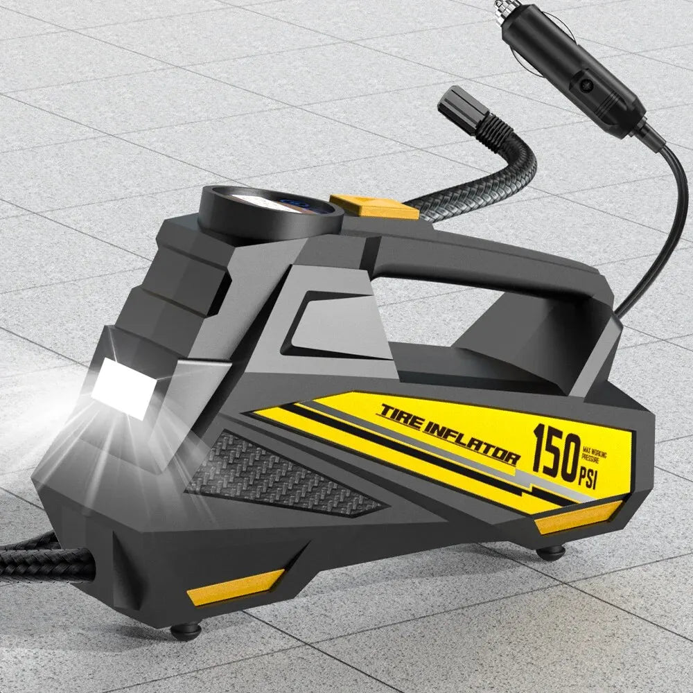 12V 150 PSI Portable Tire Inflator with Digital Gauge & LED Light