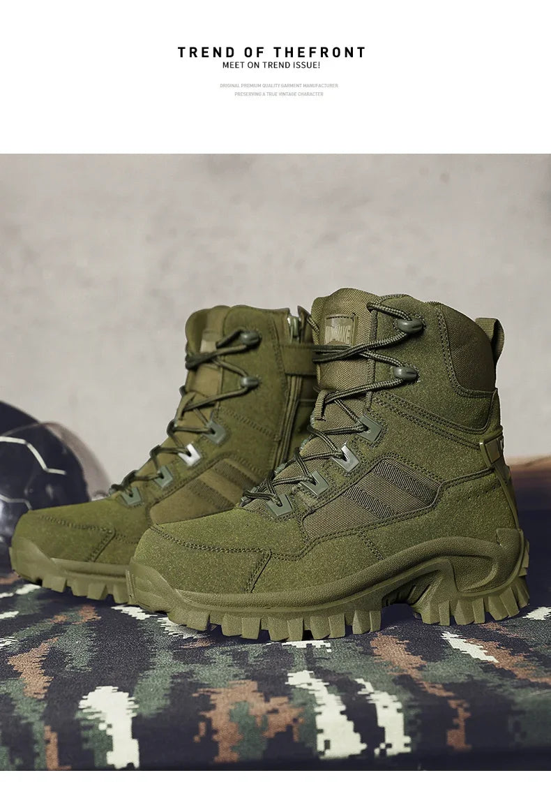 Men Climbing Shoes Tactical Boots Waterproof Military High Quality Motorcycle Hunting Hiking Shoes Breathable Army Boot Brand