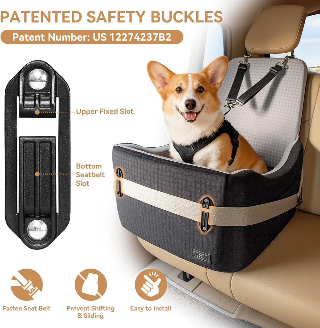 PETSFIT Dog Car Seat for Small & Medium Dogs – 35 lbs