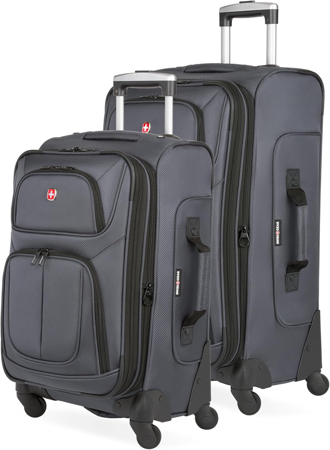 SwissGear Sion Expandable Spinner Luggage Set (21” Carry-On + 25” Checked): Dark Grey