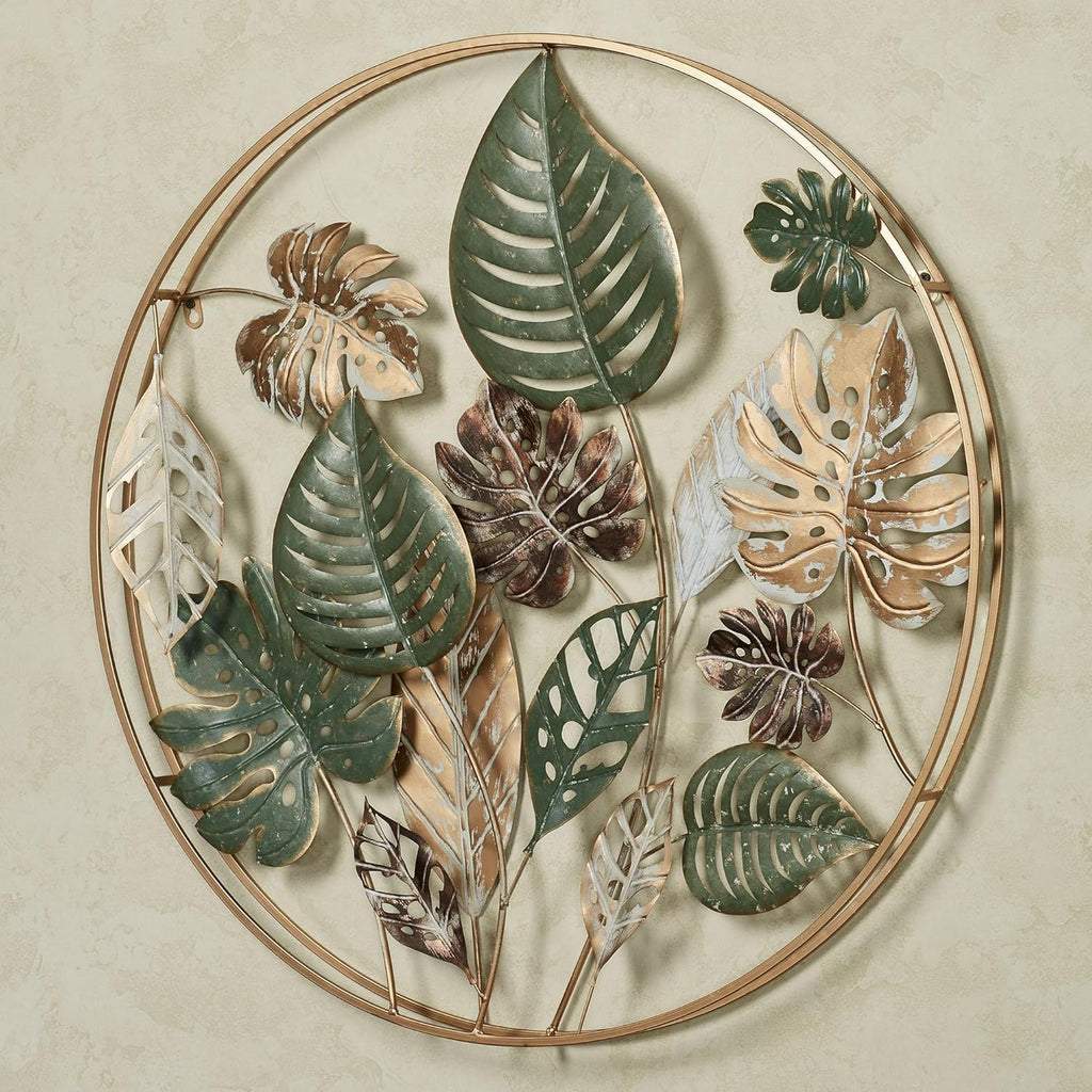 Touch of Class Tropical Leaf Wall Sculpture (Green & Gold)