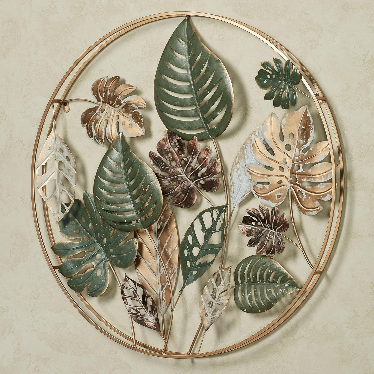 Touch of Class Tropical Leaf Wall Sculpture (Green & Gold)