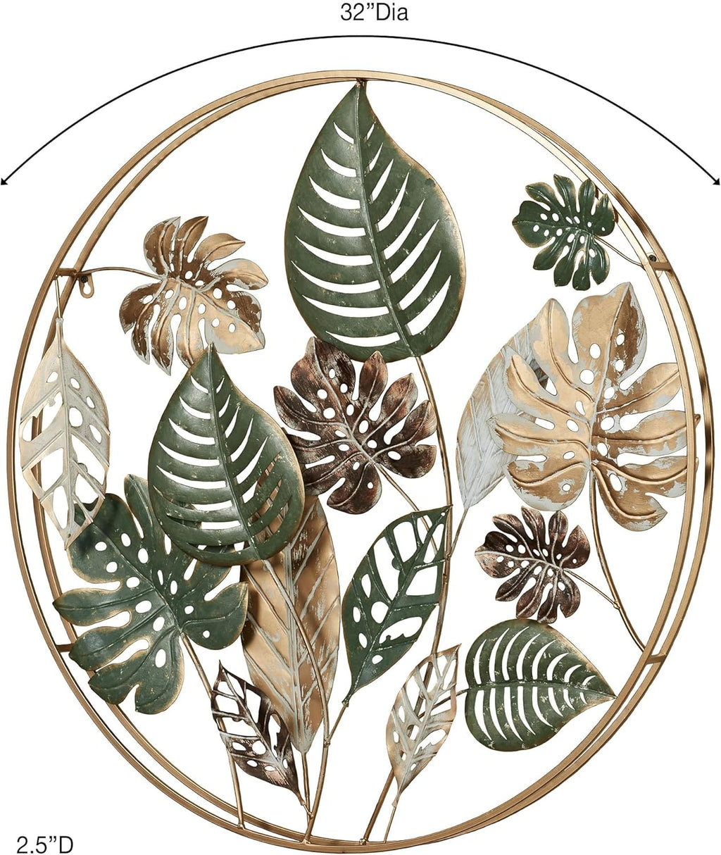 Touch of Class Tropical Leaf Wall Sculpture (Green & Gold)