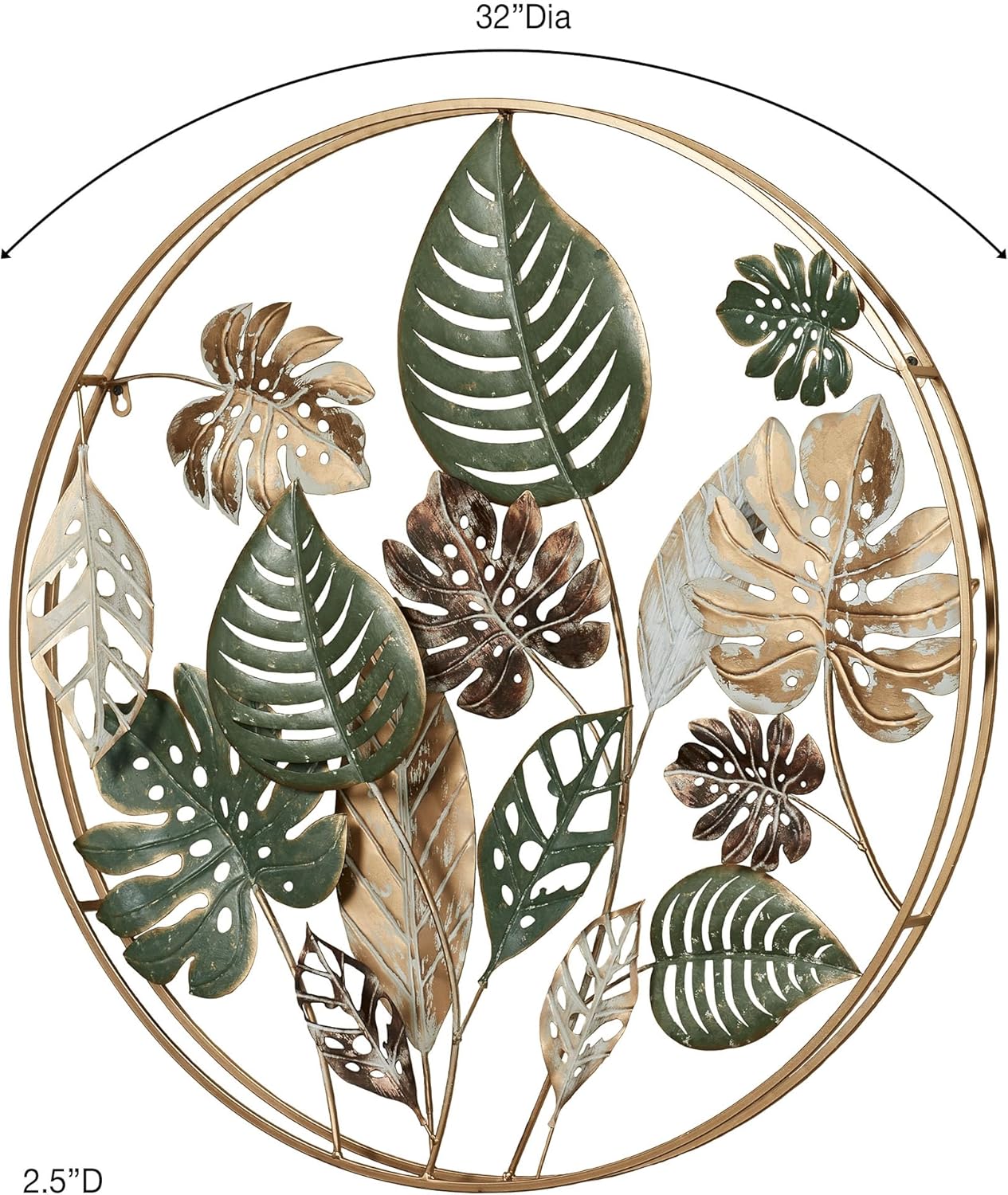 Touch of Class Tropical Leaf Wall Sculpture (Green & Gold)