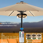 Rechargeable Cordless Patio Umbrella Light – 8 LED Warm White Lights with Dimmer & Timer for Outdoor Garden, Backyard, Camping & BBQ