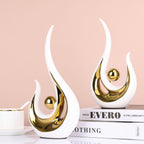 XMGZQ Modern Abstract Ceramic Statues (White & Gold, 2-Pack)