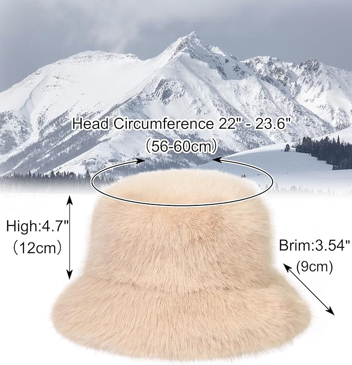 LA CARRIE Women’s Fuzzy Faux Fur Bucket Hat