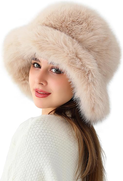 LA CARRIE Women’s Fuzzy Faux Fur Bucket Hat
