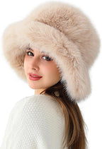 LA CARRIE Women’s Fuzzy Faux Fur Bucket Hat