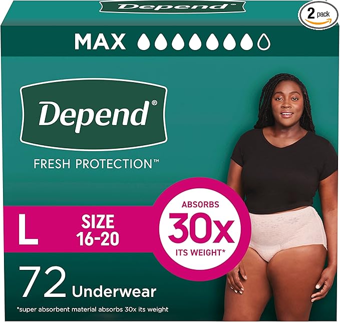 Depend Fresh Protection Disposable Underwear for Women (72)