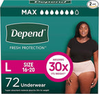 Depend Fresh Protection Disposable Underwear for Women (72)