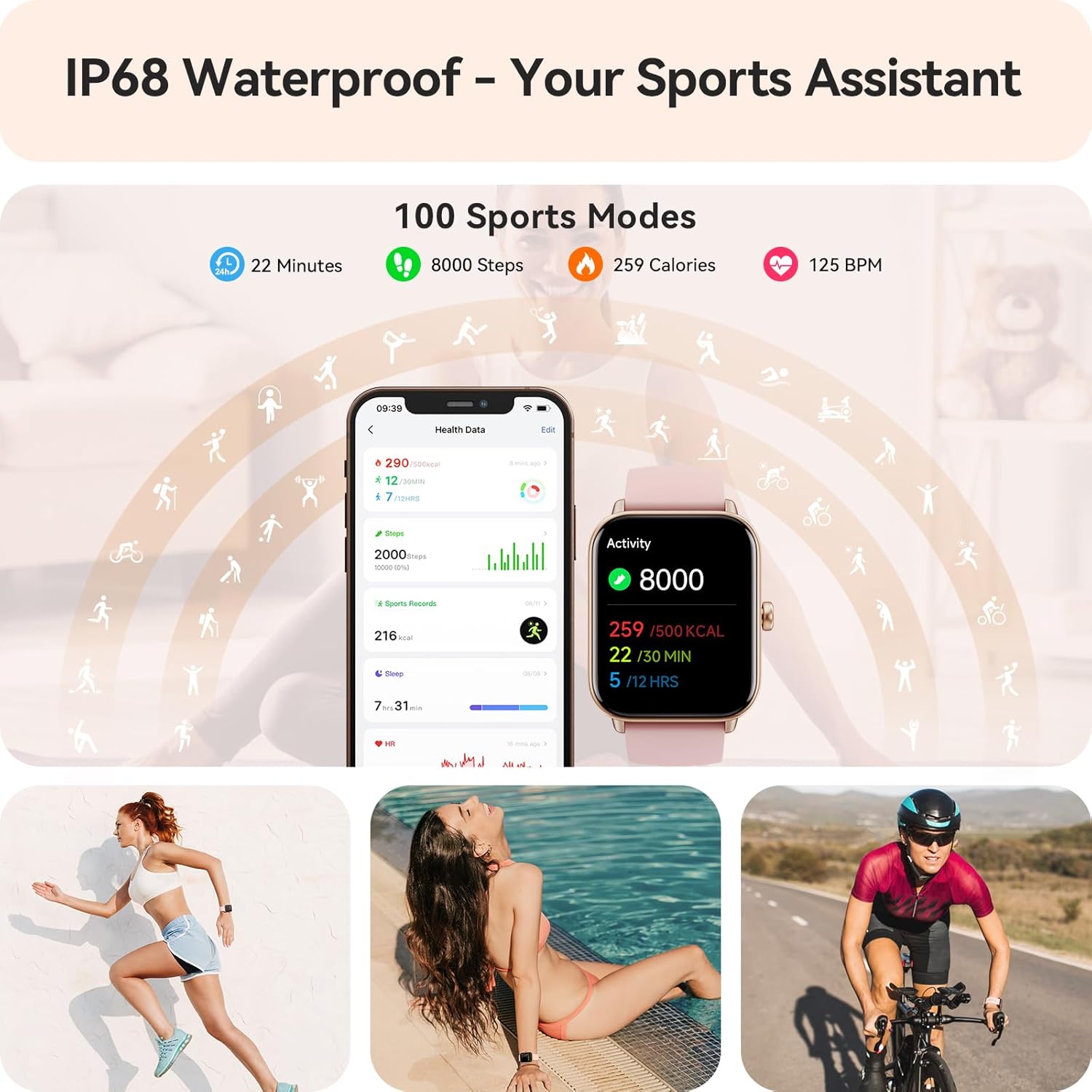 Women’s Smartwatch with Alexa & Bluetooth Calling (1.8″, IP68)