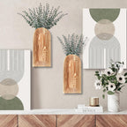 Dnnnii Wooden Wall Vase Set (2-Pack, Brown Finish)