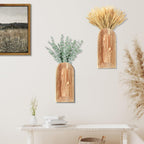 Dnnnii Wooden Wall Vase Set (2-Pack, Brown Finish)