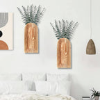 Dnnnii Wooden Wall Vase Set (2-Pack, Brown Finish)