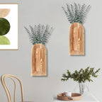 Dnnnii Wooden Wall Vase Set (2-Pack, Brown Finish)