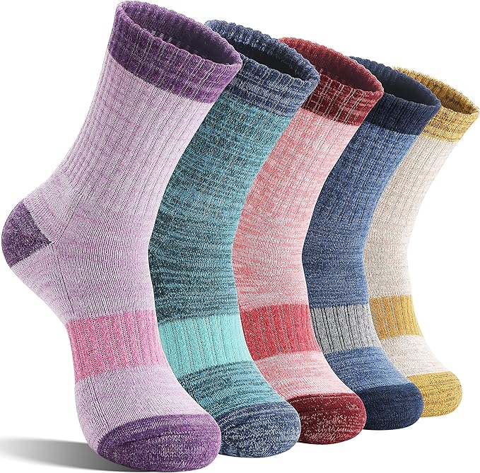 SAVALOS Merino Wool Winter Hiking Socks (5 Pairs)
