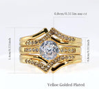 His & Hers CZ Ring Set (Gold & Titanium Couple Bands)
