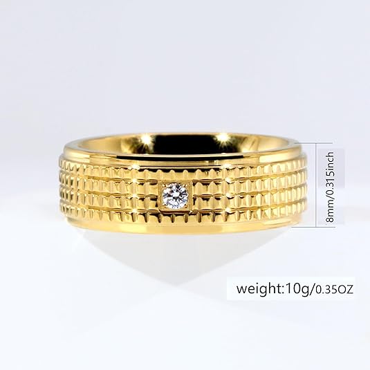 His & Hers CZ Ring Set (Gold & Titanium Couple Bands)