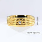 His & Hers CZ Ring Set (Gold & Titanium Couple Bands)