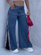 Women’s Leopard Print Zip-Up Jeans