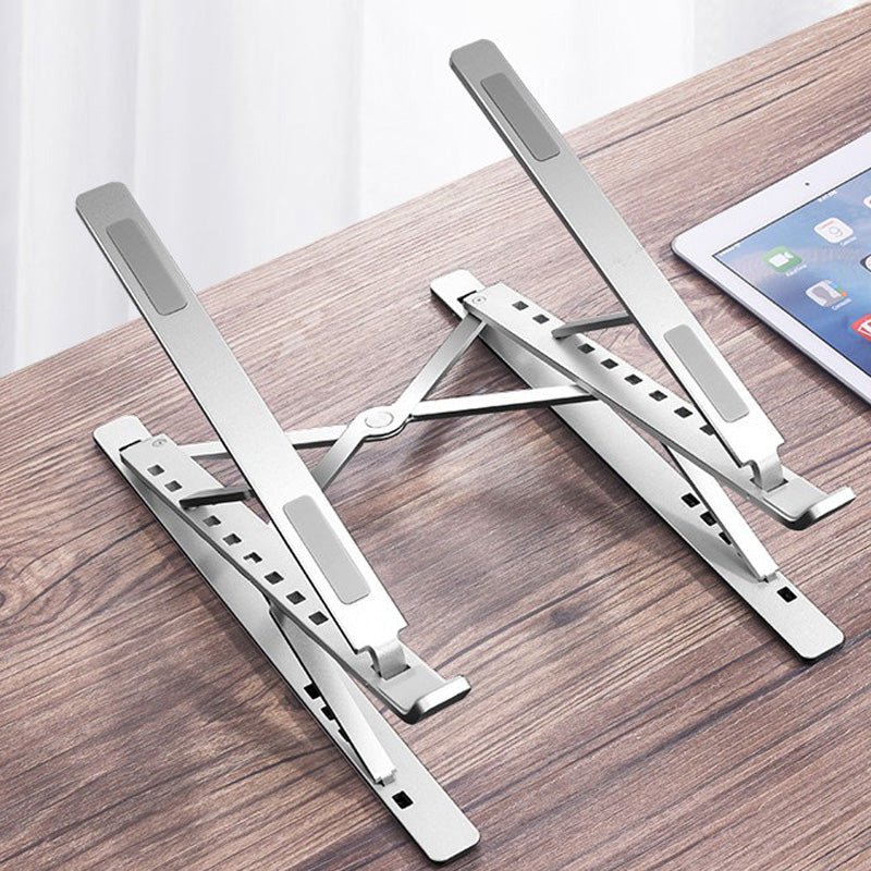 Adjustable Aluminum Laptop Stand: Foldable Double-Layer Ergonomic Desk Riser - Sixin1