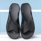 Men’s Open-Style Leather Slippers: Relaxed Summer Comfort