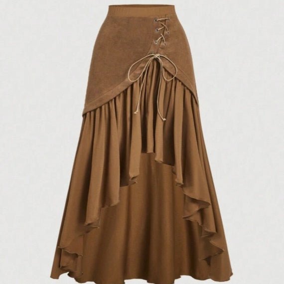 Asymmetrical Hem Wrap Skirt: Tie - Front Elegant Fit - Sixin1