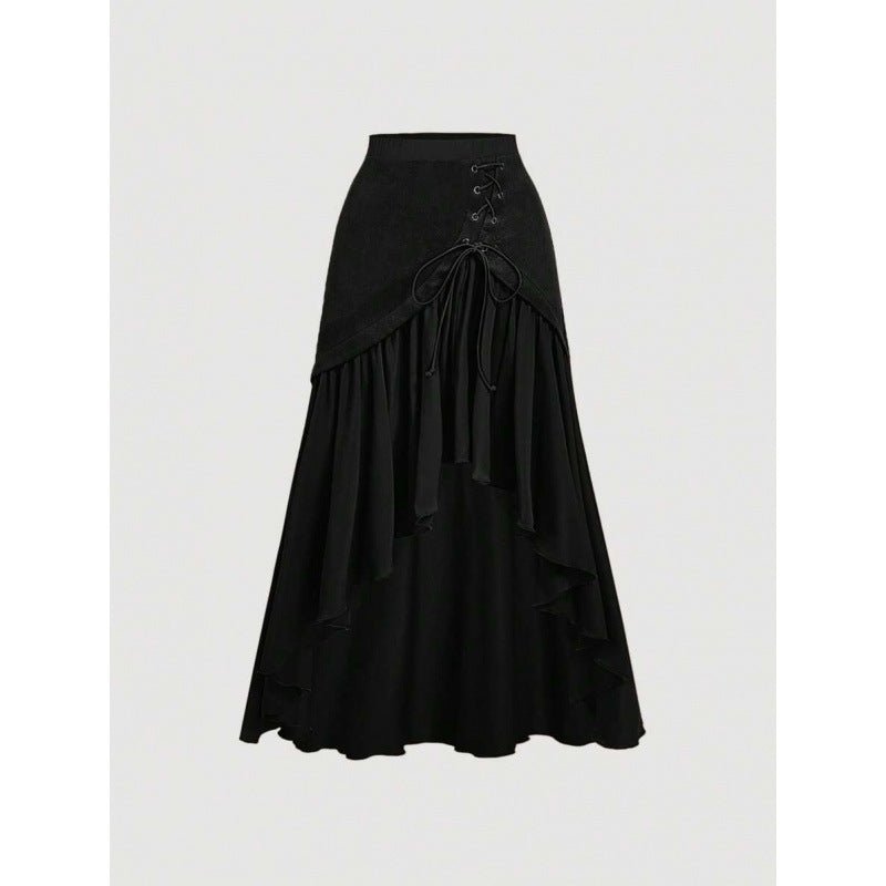 Asymmetrical Hem Wrap Skirt: Tie - Front Elegant Fit - Sixin1