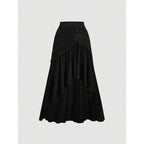 Asymmetrical Hem Wrap Skirt: Tie - Front Elegant Fit - Sixin1