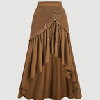 Asymmetrical Hem Wrap Skirt: Tie - Front Elegant Fit - Sixin1