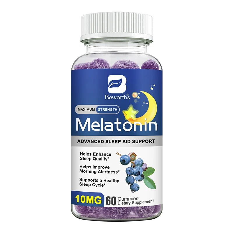 B BEWORTHS Blueberry Melatonin 10mg Gummies Sleeping Creative for Sleep Sleeping Pills Melatonin for Sleep Relaxing For Adult - Sixin1