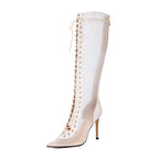 Women’s Sleek Leopard-Print Over-the-Knee High-Heel Sandals