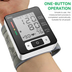 Wrist Blood Pressure Monitor – Adjustable Wrist Cuff, 90-Reading Memory, Digital BP Machine for Home & Clinical Use