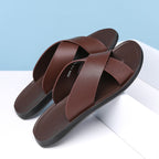 Men’s Open-Style Leather Slippers: Relaxed Summer Comfort