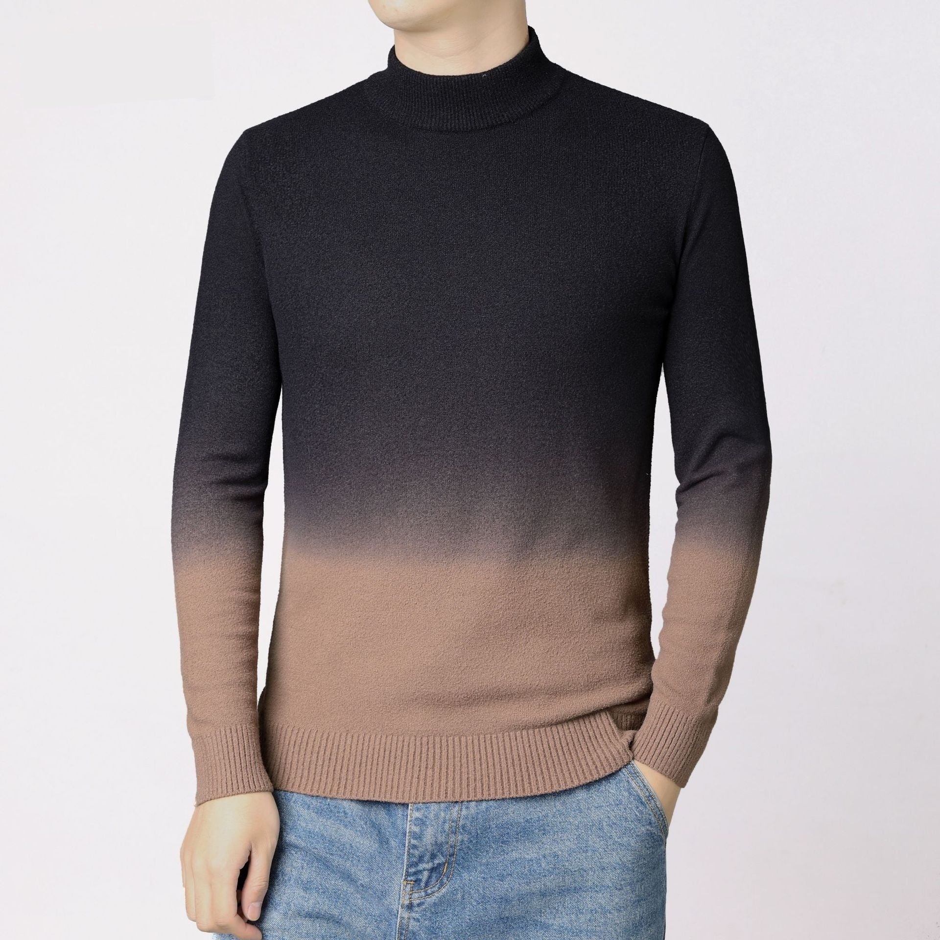 Men’s Gradient Slim-Fit Sweater: Thick Warm Pullover Knit Top