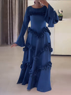Elegant Bell Sleeve Ruffled Maxi Dress
