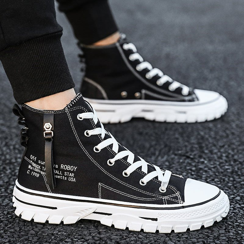 Breathable High - Top Canvas Shoes with Thick Sole - Sixin1