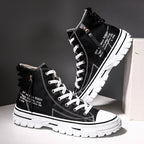Breathable High - Top Canvas Shoes with Thick Sole - Sixin1