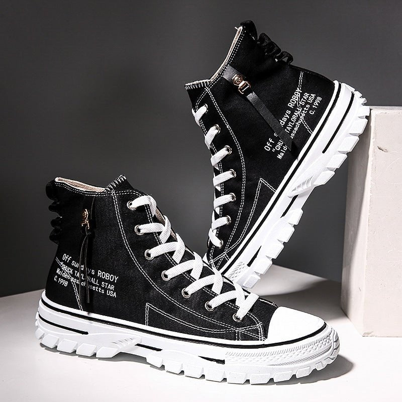 Breathable High - Top Canvas Shoes with Thick Sole - Sixin1