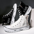 Breathable High - Top Canvas Shoes with Thick Sole - Sixin1
