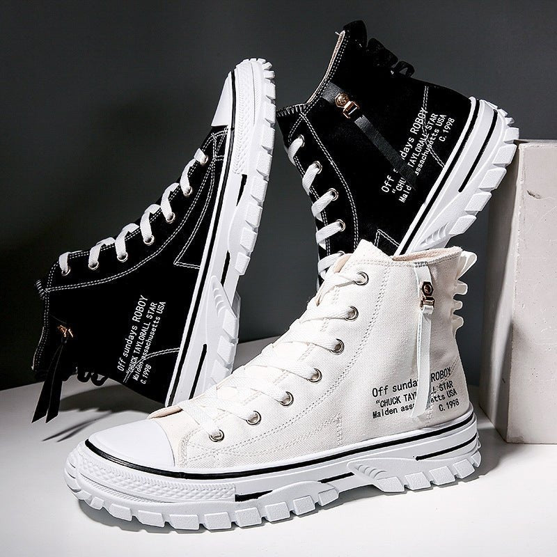 Breathable High - Top Canvas Shoes with Thick Sole - Sixin1