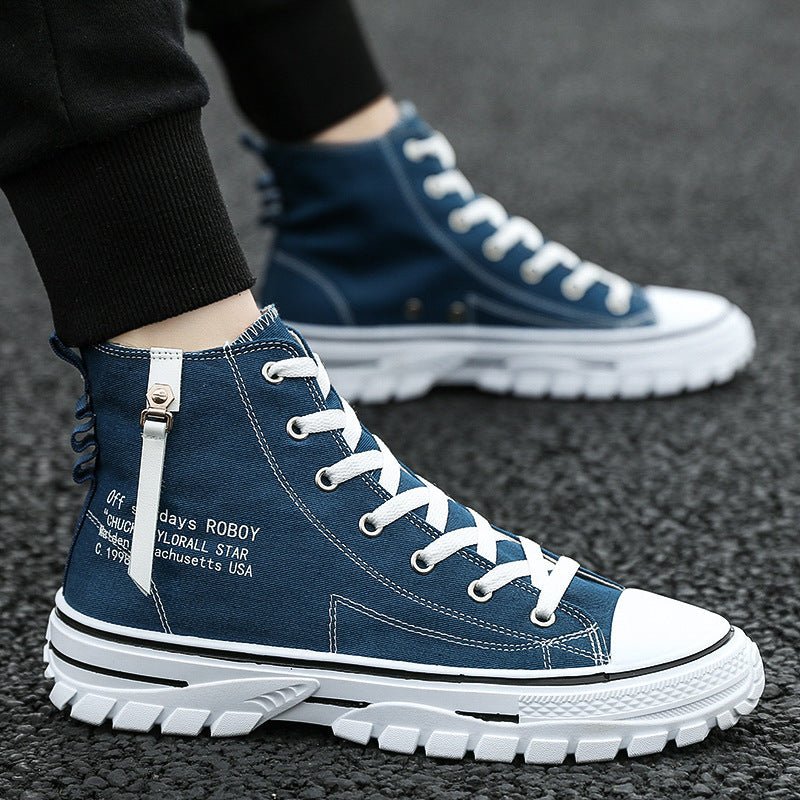 Breathable High - Top Canvas Shoes with Thick Sole - Sixin1