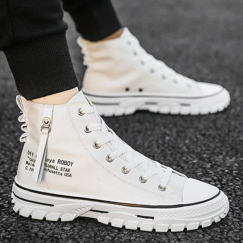 Breathable High - Top Canvas Shoes with Thick Sole - Sixin1
