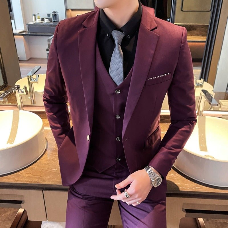 British Style Men’s Suit: Slim-Fit Blazer & Pants Smart Casual Set - Sixin1