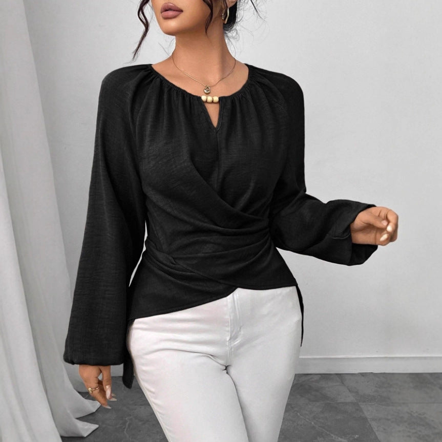 Women's Woven Long-sleeve Top