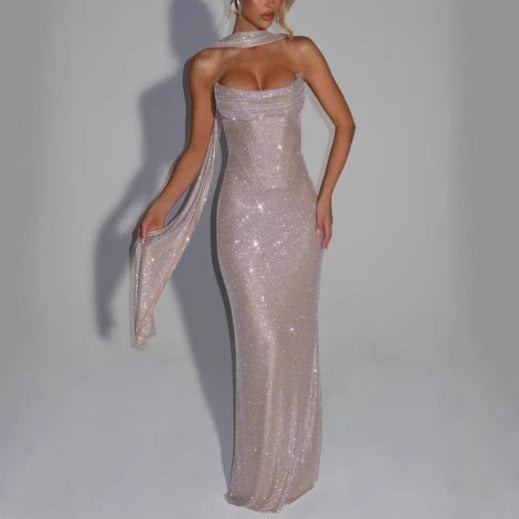 Women’s Long Sequin Dress: Sparkly Spring Evening & Party Maxi Gown