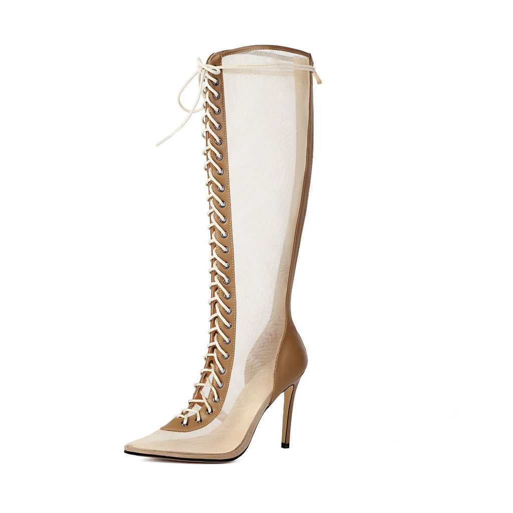 Women’s Sleek Leopard-Print Over-the-Knee High-Heel Sandals