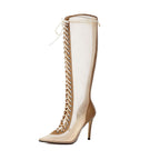 Women’s Sleek Leopard-Print Over-the-Knee High-Heel Sandals